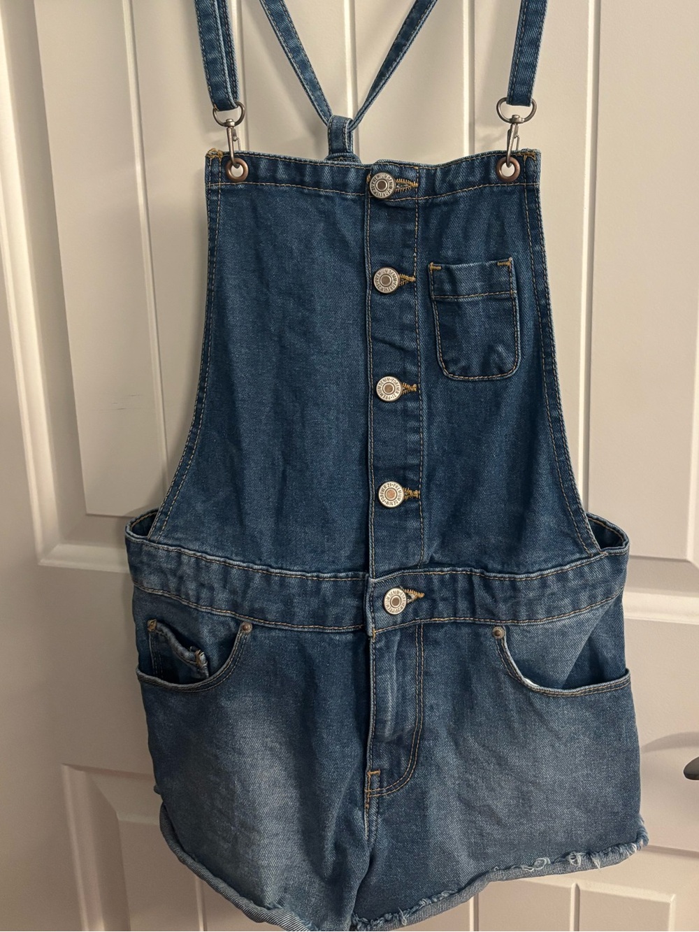 Forever 21 Blue Denim Short Overalls for Women Size 25 - Picture 4 of 4
